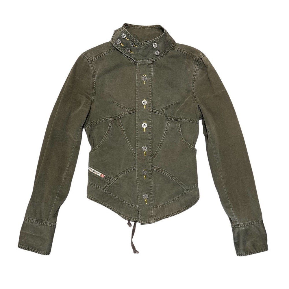 vintage diesel lace up back jacket camo green women’s extra small and small